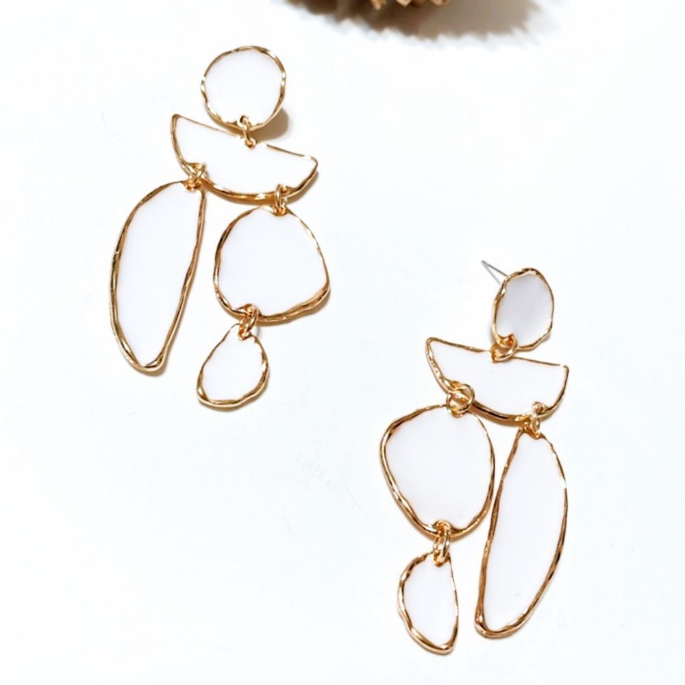 Geo dangle drop earrings M51 - Picture 3 of 6